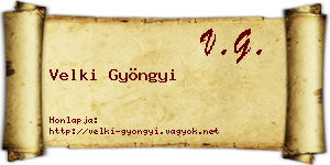 Velki Gyöngyi névjegykártya